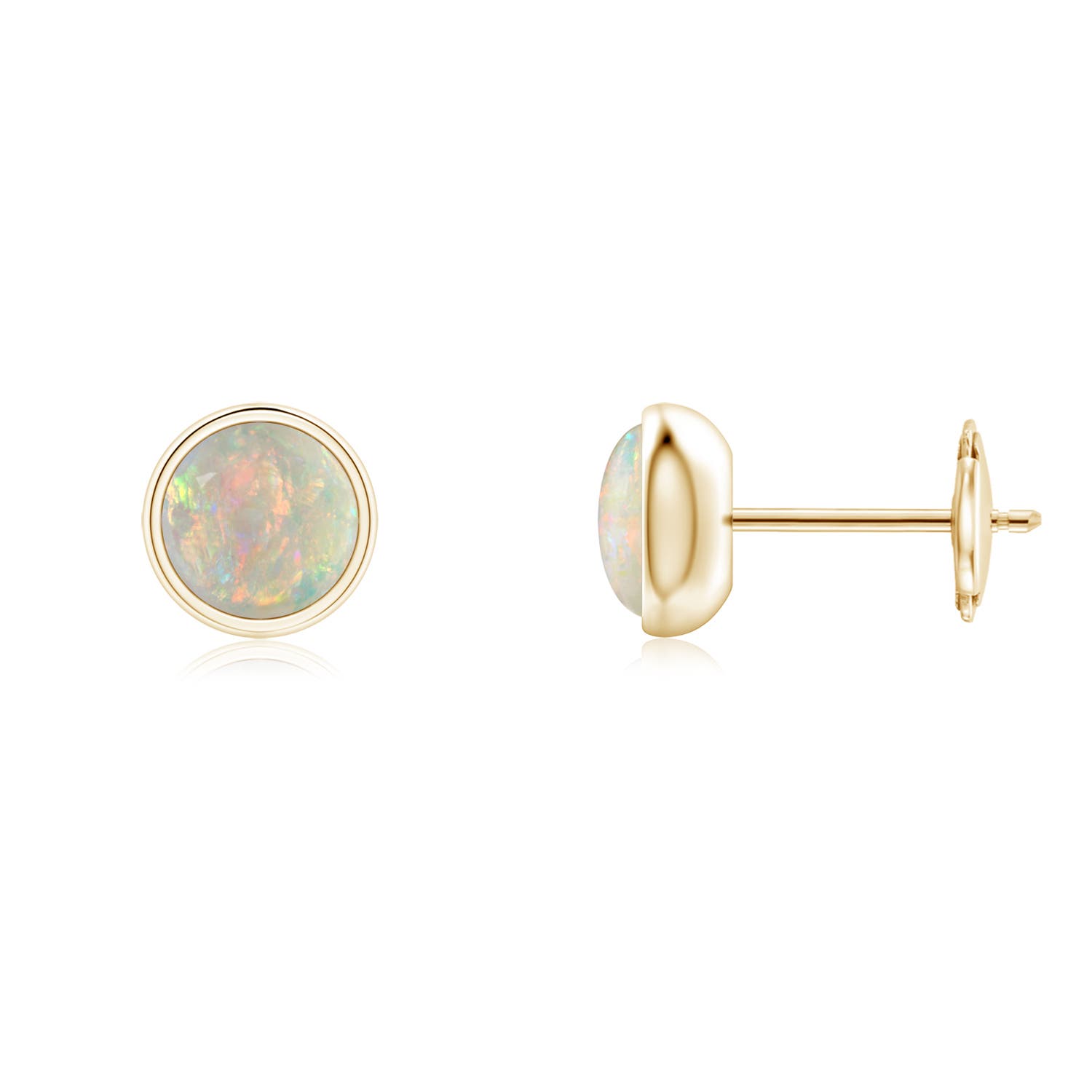 Bezel Set Opal Solitaire Stud Earrings | Angara