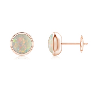 6mm AAAA Bezel Set Opal Solitaire Stud Earrings in Rose Gold