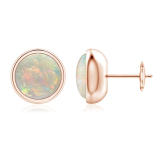 8mm AAAA Bezel Set Opal Solitaire Stud Earrings in Rose Gold