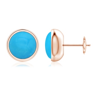 8mm AAAA Bezel Set Turquoise Solitaire Stud Earrings in Rose Gold