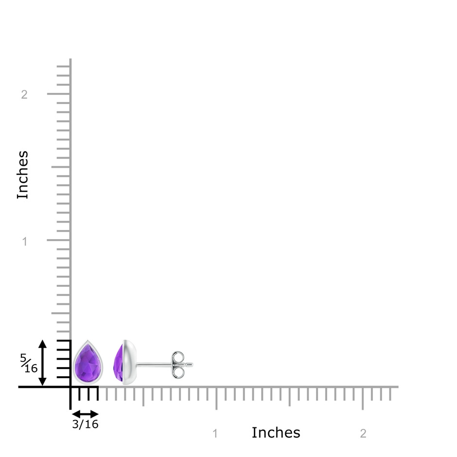 6x4mm AAA Pear-Shaped Amethyst Solitaire Stud Earrings in S999 Silver product image