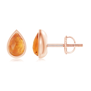 6x4mm AAA Pear-Shaped Citrine Solitaire Stud Earrings in Rose Gold
