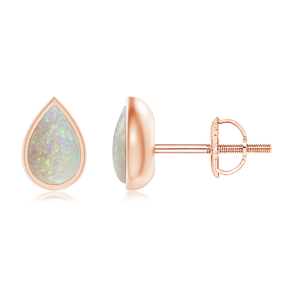6x4mm AAA Pear-Shaped Opal Solitaire Stud Earrings in Rose Gold