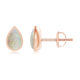 6x4mm AAA Pear-Shaped Opal Solitaire Stud Earrings in Rose Gold