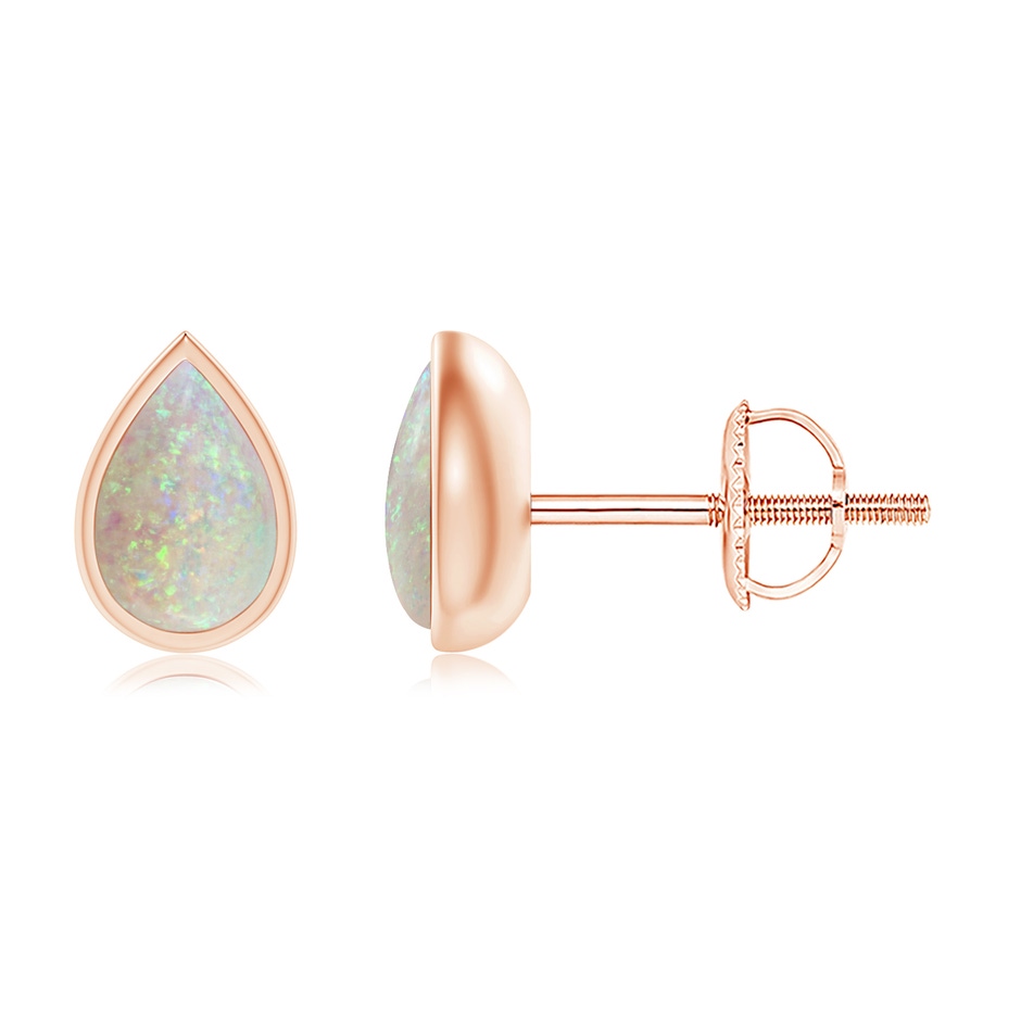 6x4mm AAA Pear-Shaped Opal Solitaire Stud Earrings in Rose Gold 