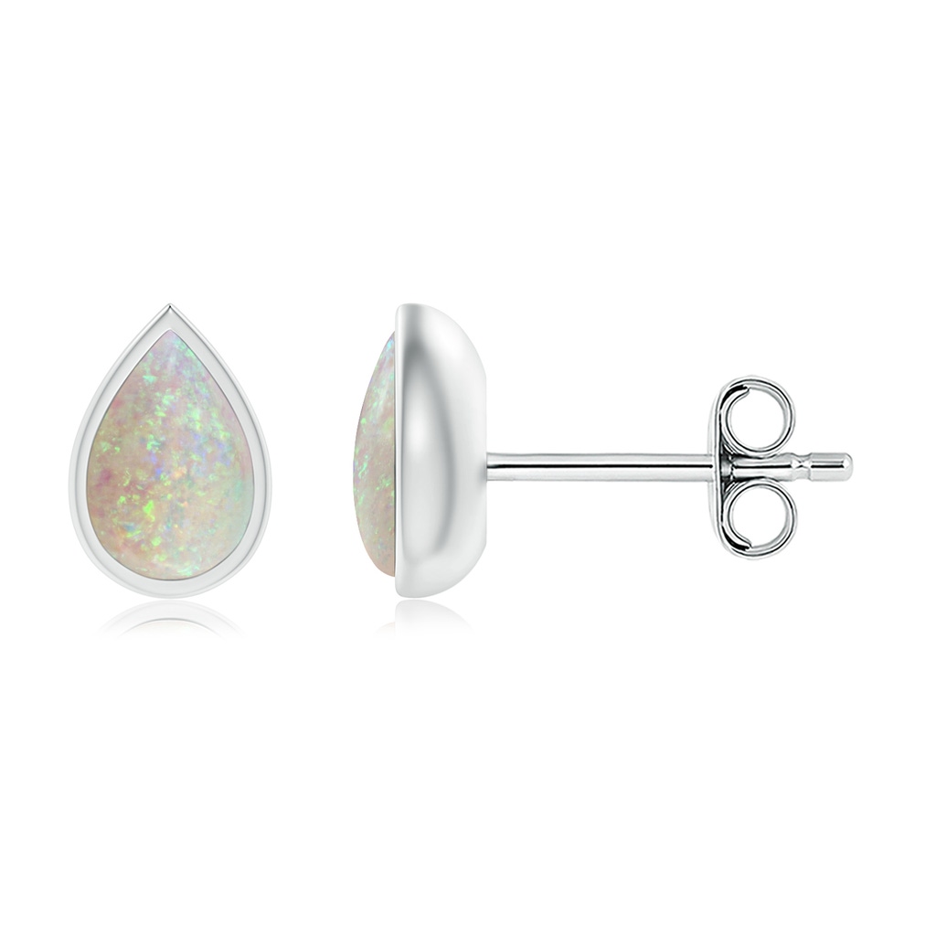 6x4mm AAA Pear-Shaped Opal Solitaire Stud Earrings in S999 Silver