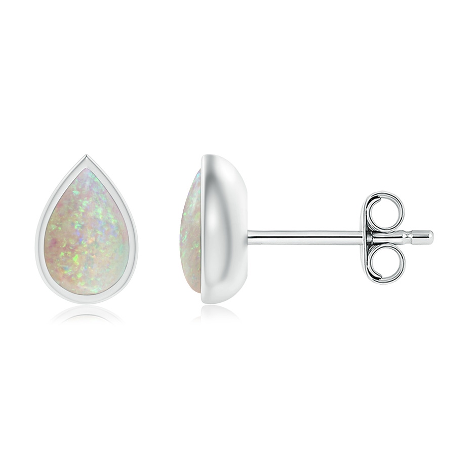 6x4mm AAA Pear-Shaped Opal Solitaire Stud Earrings in S999 Silver 