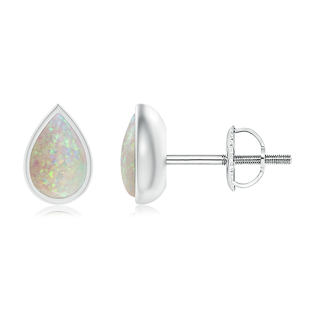 6x4mm AAA Pear-Shaped Opal Solitaire Stud Earrings in White Gold