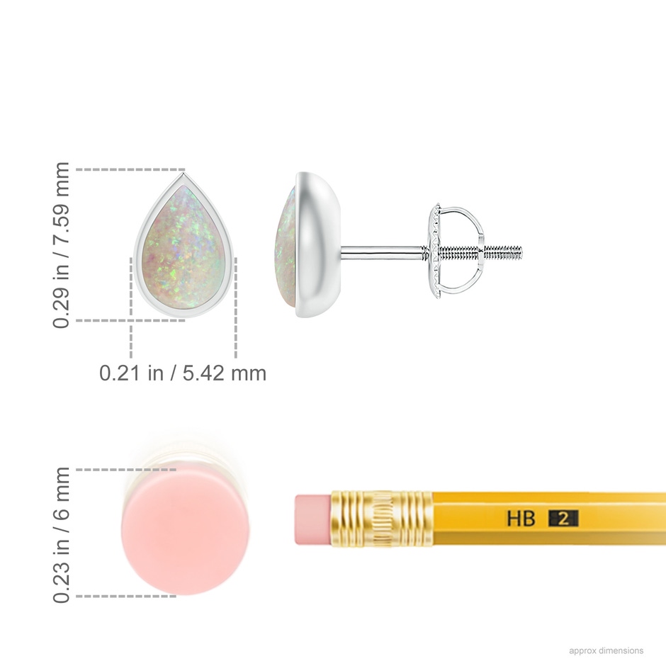 6x4mm AAA Pear-Shaped Opal Solitaire Stud Earrings in White Gold ruler