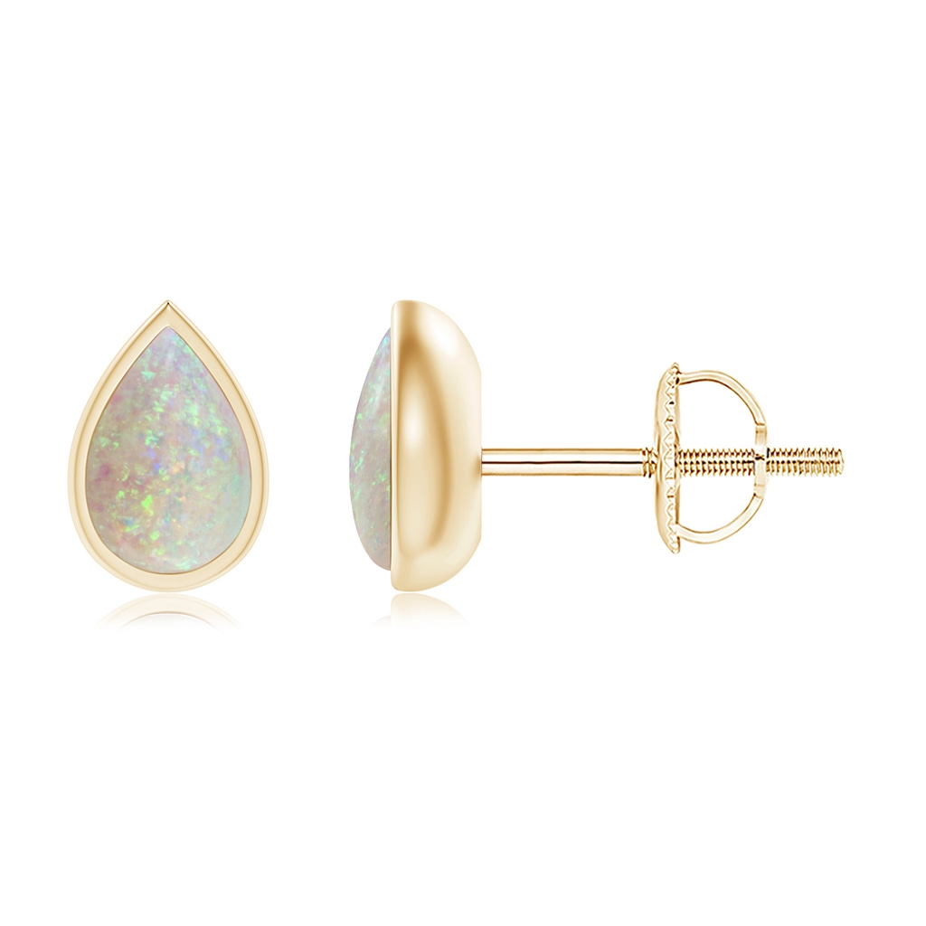 6x4mm AAA Pear-Shaped Opal Solitaire Stud Earrings in Yellow Gold