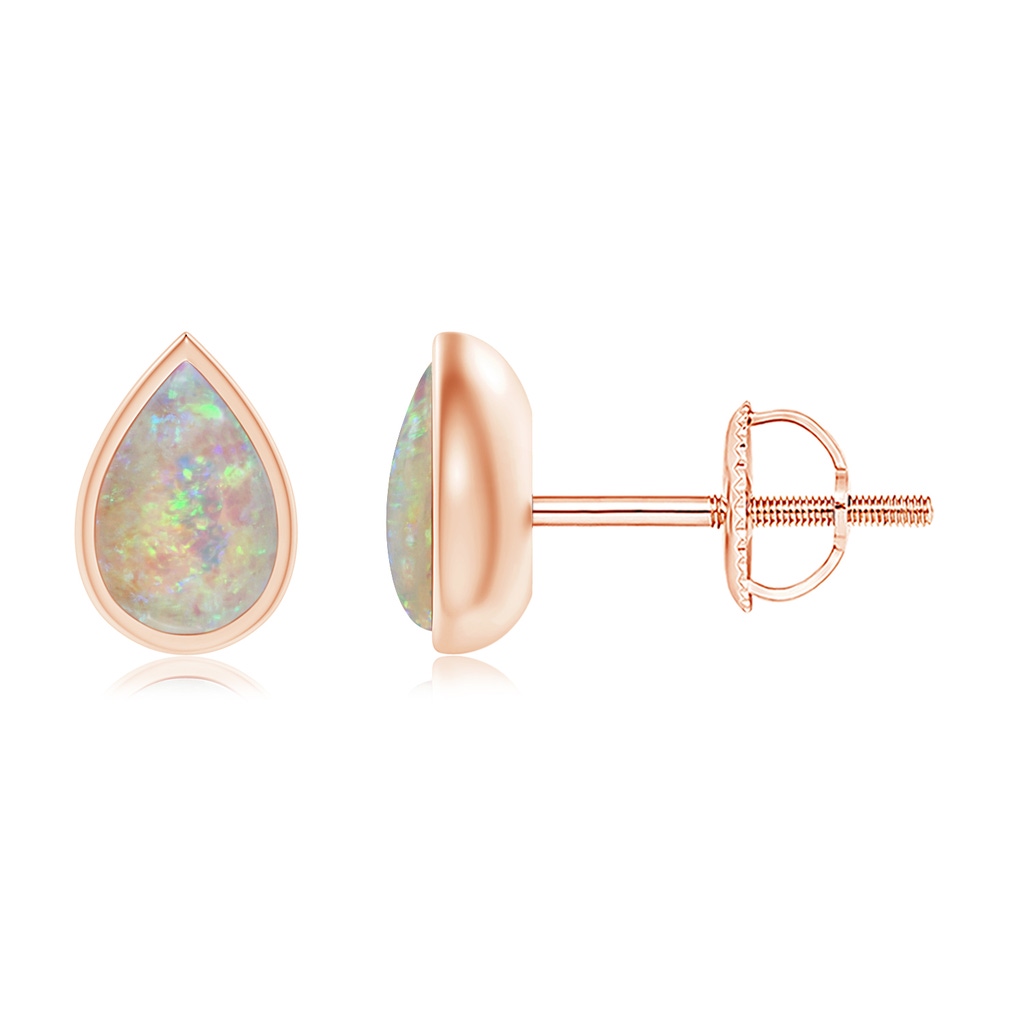 6x4mm AAAA Pear-Shaped Opal Solitaire Stud Earrings in Rose Gold