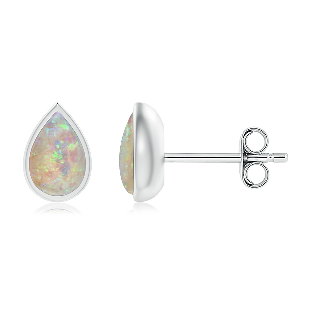6x4mm AAAA Pear-Shaped Opal Solitaire Stud Earrings in S999 Silver