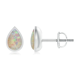 6x4mm AAAA Pear-Shaped Opal Solitaire Stud Earrings in White Gold