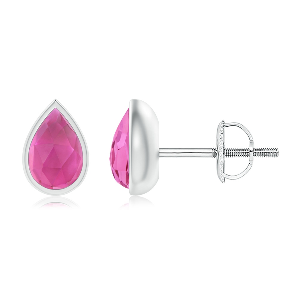 6x4mm AAA Pear-Shaped Pink Tourmaline Solitaire Stud Earrings in White Gold