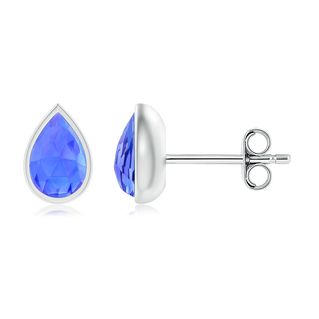 6x4mm AAA Pear-Shaped Tanzanite Solitaire Stud Earrings in S999 Silver