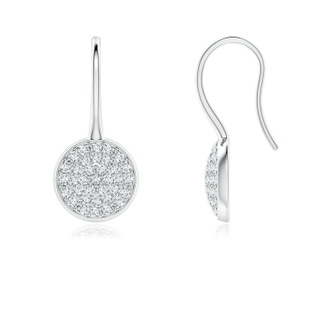 1.2mm GVS2 Pave Set Diamond Circle Earrings with Fish Hook in White Gold