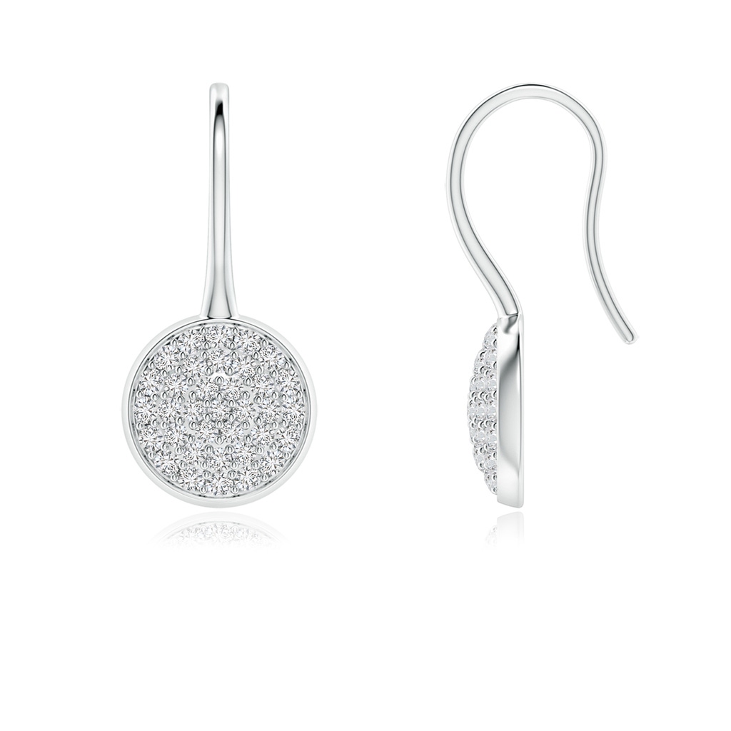 1.2mm HSI2 Pave Set Diamond Circle Earrings with Fish Hook in White Gold