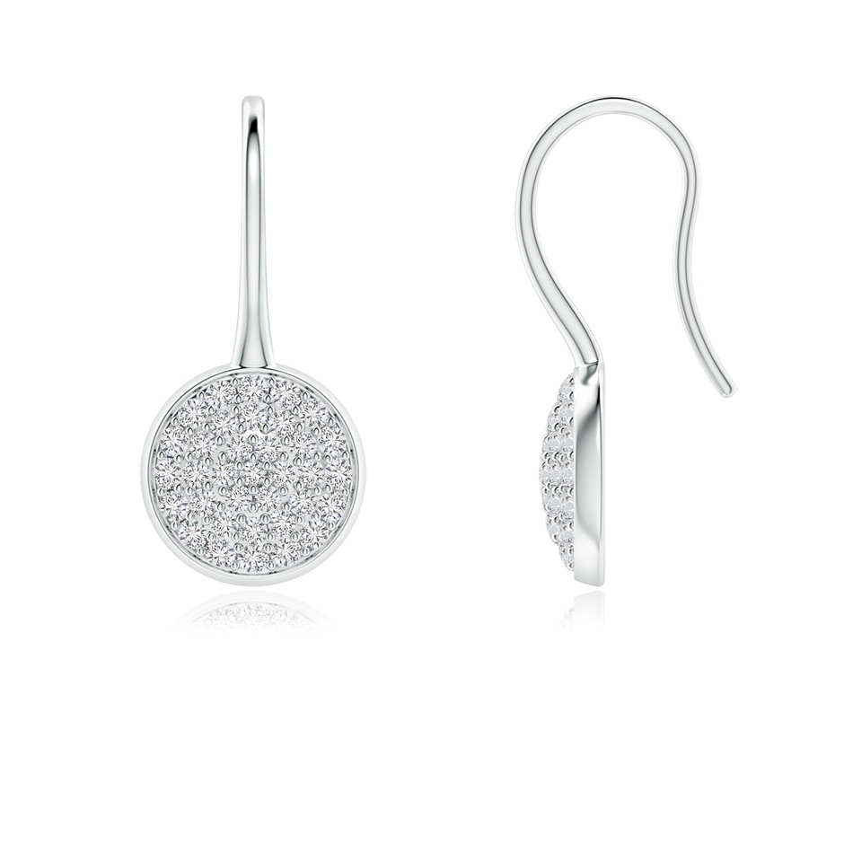 1.2mm HSI2 Pave Set Diamond Circle Earrings with Fish Hook in White Gold 