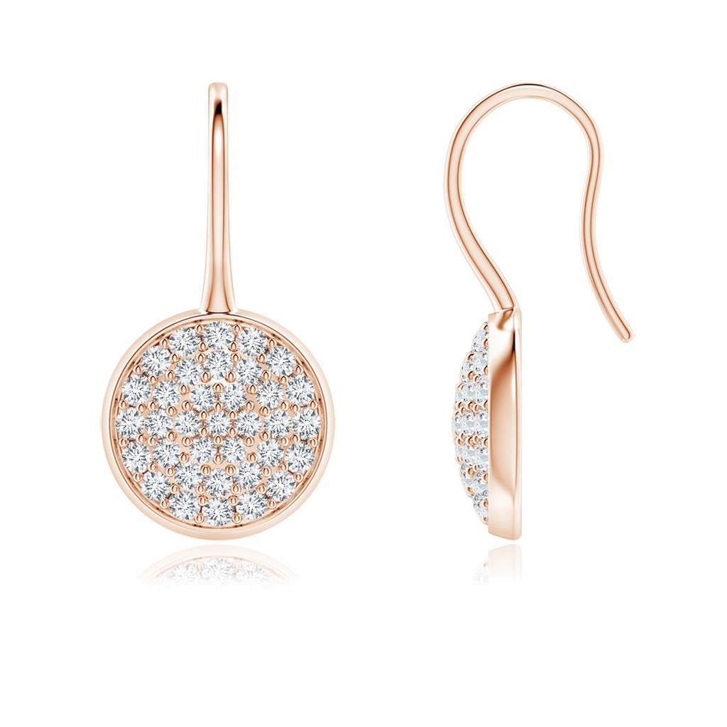 1.4mm GVS2 Pave Set Diamond Circle Earrings with Fish Hook in Rose Gold