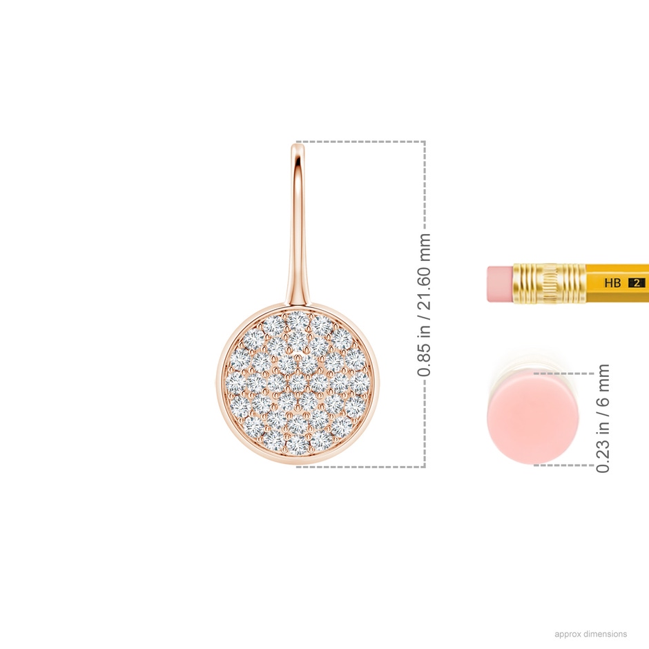 1.4mm GVS2 Pave Set Diamond Circle Earrings with Fish Hook in Rose Gold ruler