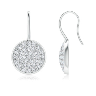 1.6mm GVS2 Pave Set Diamond Circle Earrings with Fish Hook in P950 Platinum