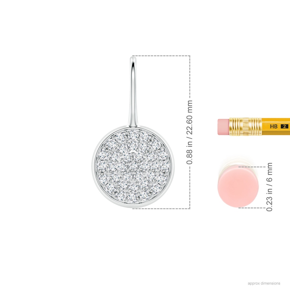 1.6mm GVS2 Pave Set Diamond Circle Earrings with Fish Hook in P950 Platinum ruler