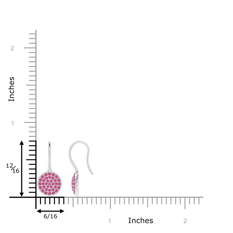 1.2mm AAA Pavé Set Pink Sapphire Circle Earrings with Fish Hook in White Gold product image