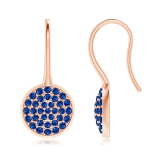 1.2mm AAA Pavé Set Sapphire Circle Earrings with Fish Hook in Rose Gold