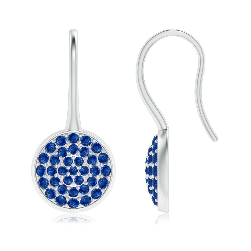 1.2mm AAA Pavé Set Sapphire Circle Earrings with Fish Hook in White Gold 