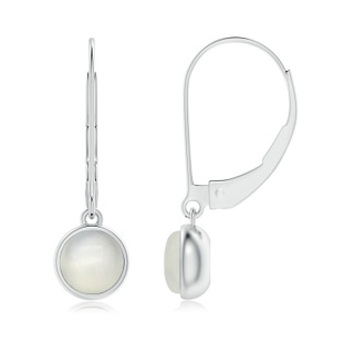 5mm AAA Round Moonstone Solitaire Drop Earrings with Leverback in White Gold