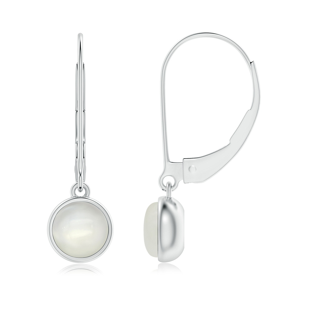 5mm AAAA Round Moonstone Solitaire Drop Earrings with Leverback in S999 Silver