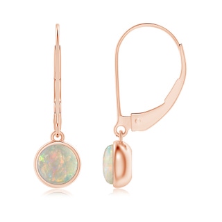 5mm AAAA Round Opal Solitaire Drop Earrings with Leverback in Rose Gold