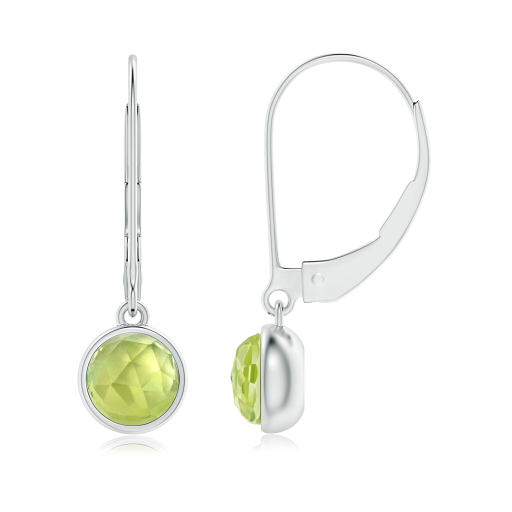 5mm AAA Round Peridot Solitaire Drop Earrings with Leverback in S999 Silver