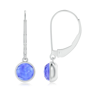 5mm AAA Round Tanzanite Solitaire Drop Earrings with Leverback in White Gold