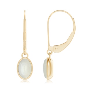 6x4mm AAAA Bezel Set Oval Moonstone Solitaire Drop Earrings in Yellow Gold