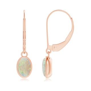 6x4mm AAA Bezel Set Oval Opal Solitaire Drop Earrings in Rose Gold