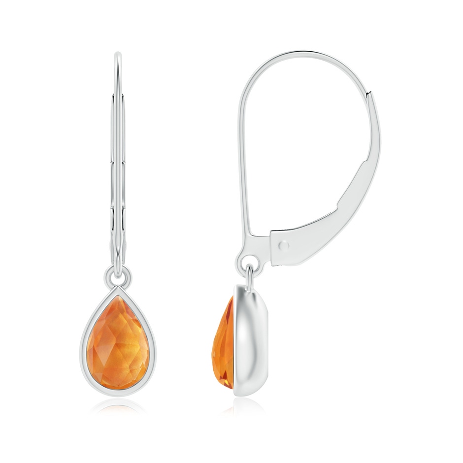 6x4mm AAA Pear-Shaped Citrine Solitaire Drop Earrings in White Gold 