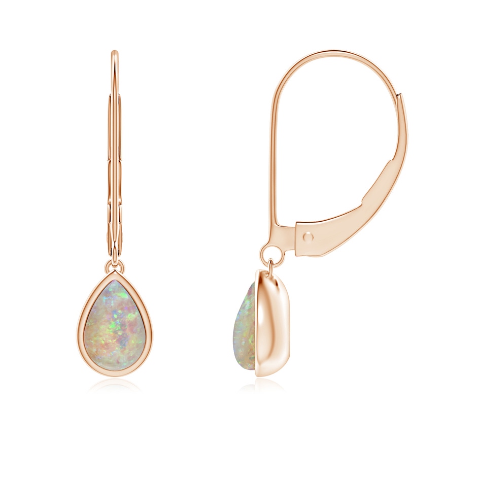 6x4mm AAAA Pear-Shaped Opal Solitaire Drop Earrings in 18K Rose Gold 