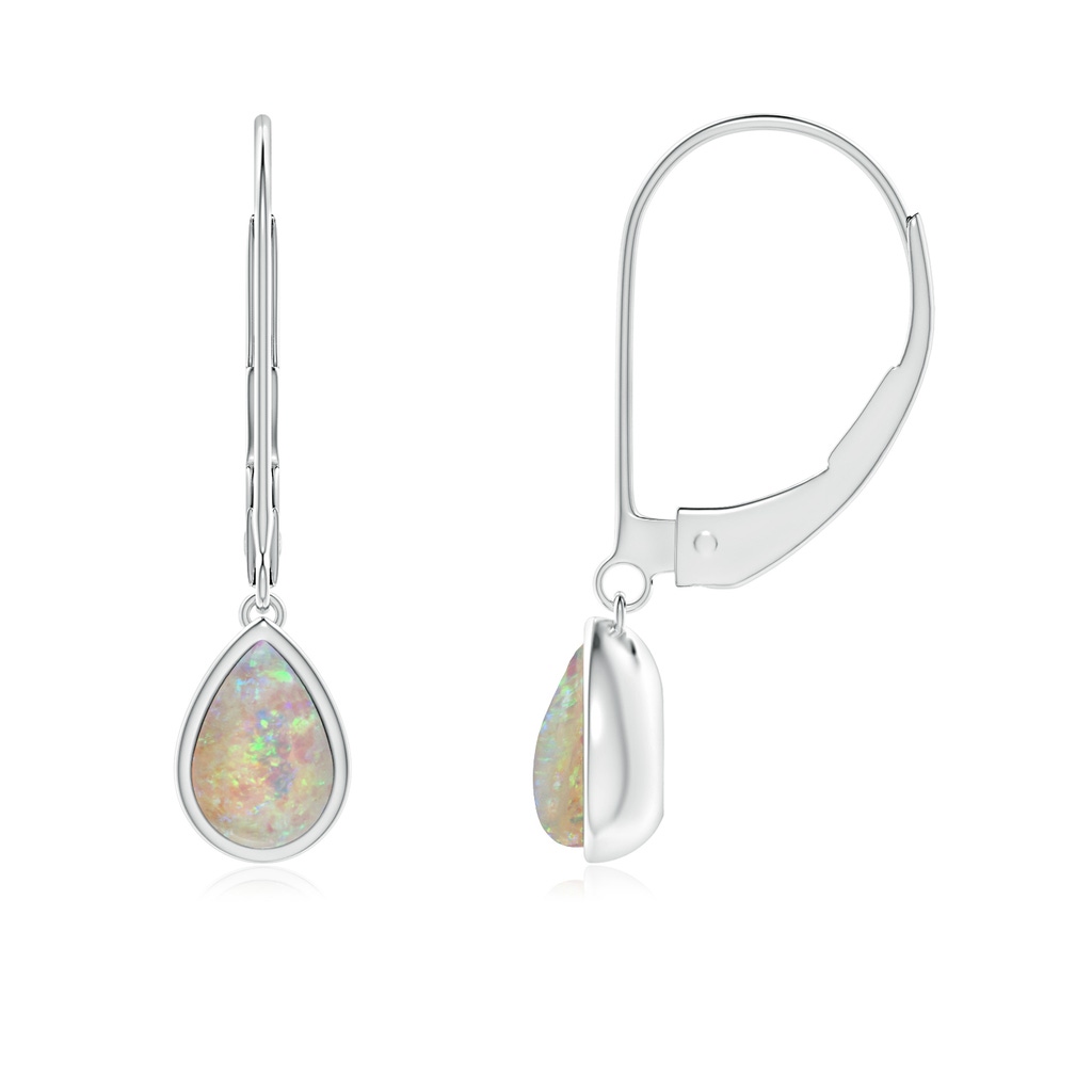 6x4mm AAAA Pear-Shaped Opal Solitaire Drop Earrings in White Gold