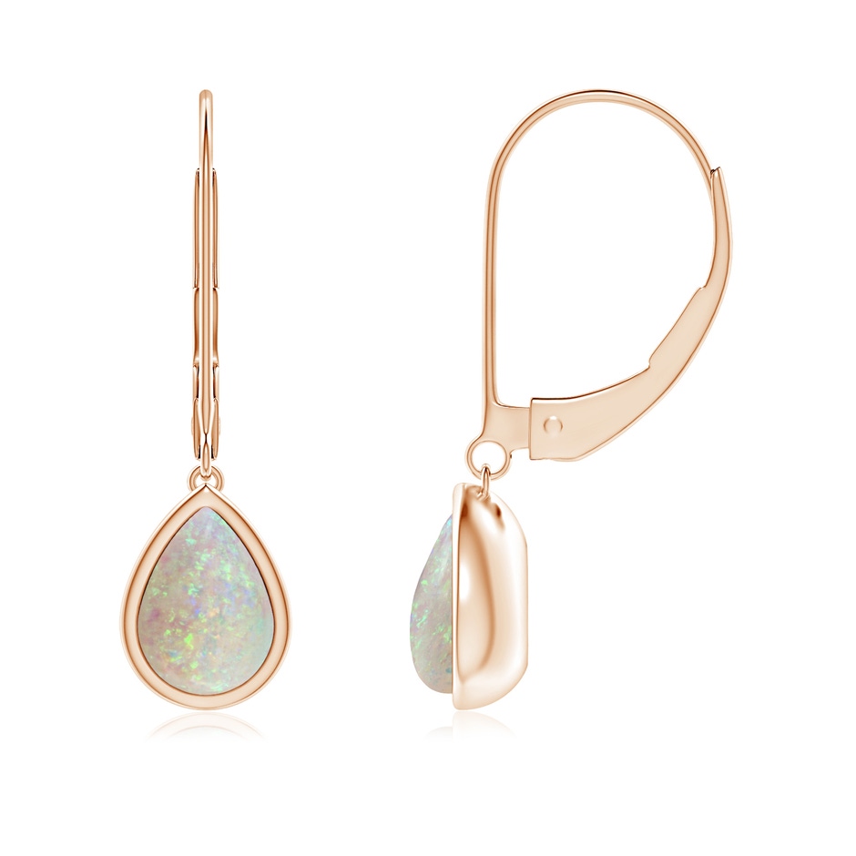 7x5mm AAA Pear-Shaped Opal Solitaire Drop Earrings in 18K Rose Gold 