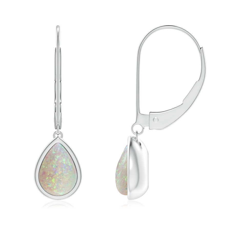7x5mm AAA Pear-Shaped Opal Solitaire Drop Earrings in 18K White Gold 