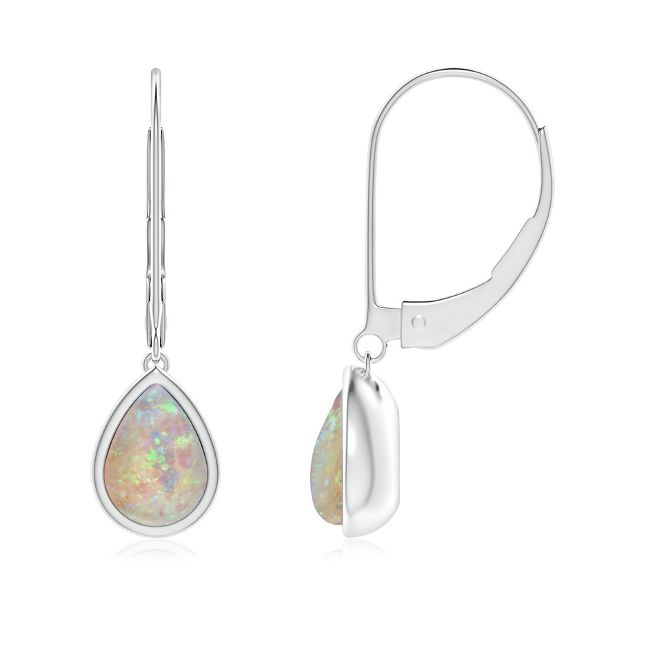 7x5mm AAAA Pear-Shaped Opal Solitaire Drop Earrings in 18K White Gold 