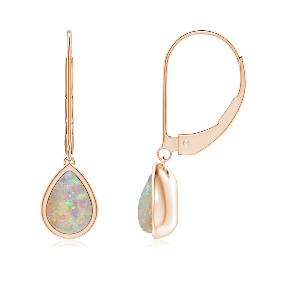 7x5mm AAAA Pear-Shaped Opal Solitaire Drop Earrings in Rose Gold 