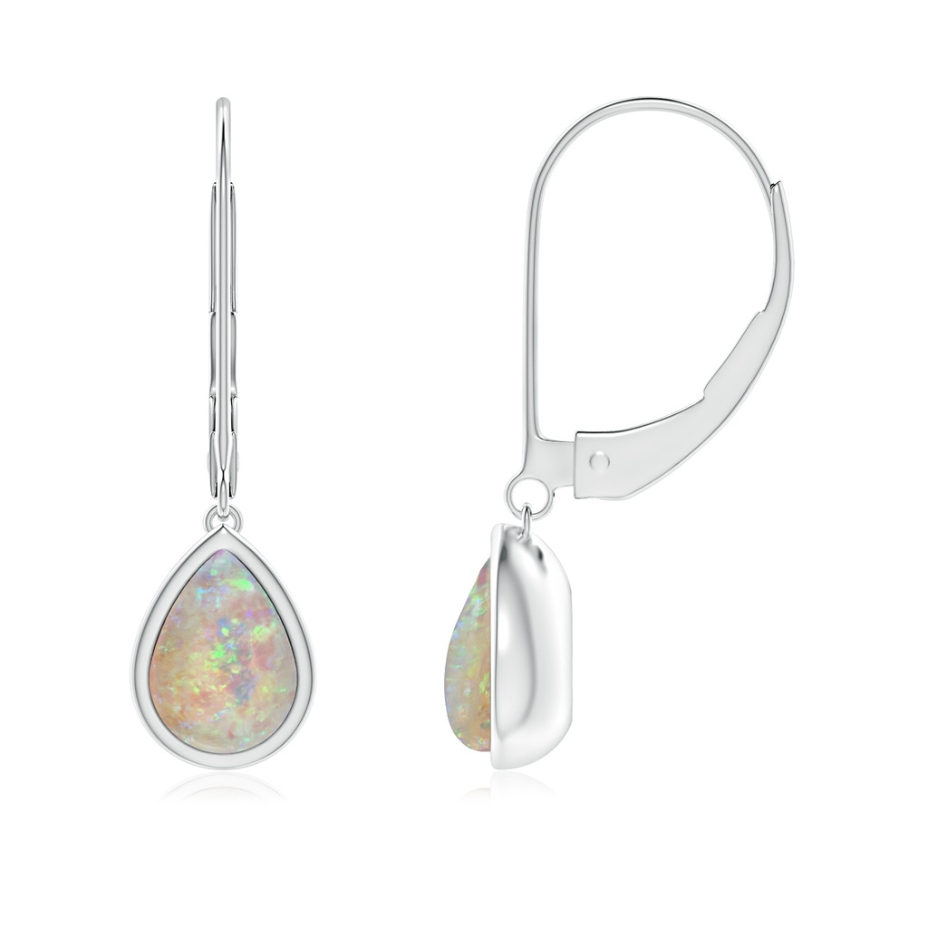 7x5mm AAAA Pear-Shaped Opal Solitaire Drop Earrings in White Gold