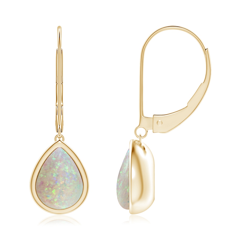 8x6mm AAA Pear-Shaped Opal Solitaire Drop Earrings in 18K Yellow Gold 