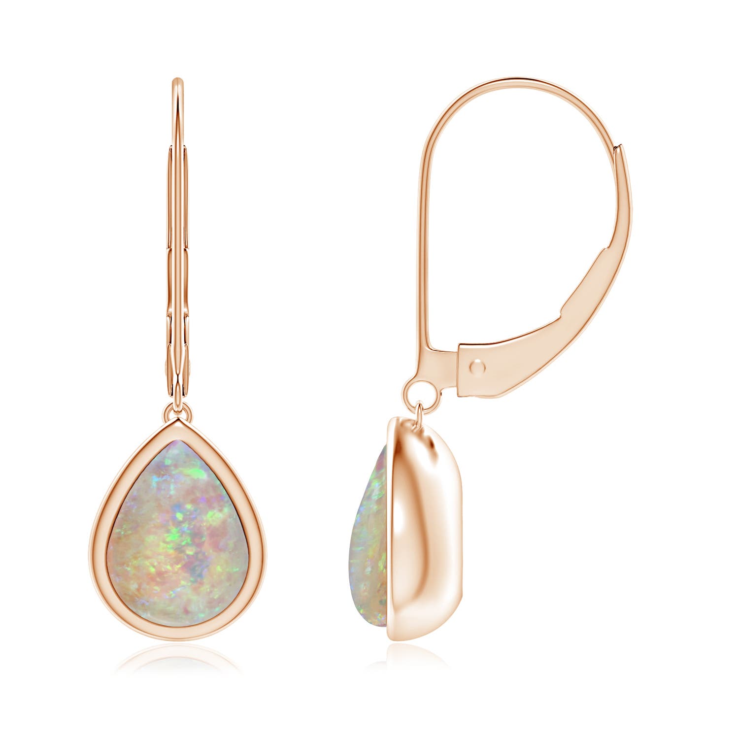 8x6mm AAAA Pear-Shaped Opal Solitaire Drop Earrings in 18CT Rose Gold