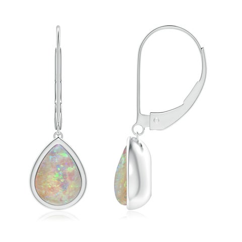 8x6mm AAAA Pear-Shaped Opal Solitaire Drop Earrings in S999 Silver