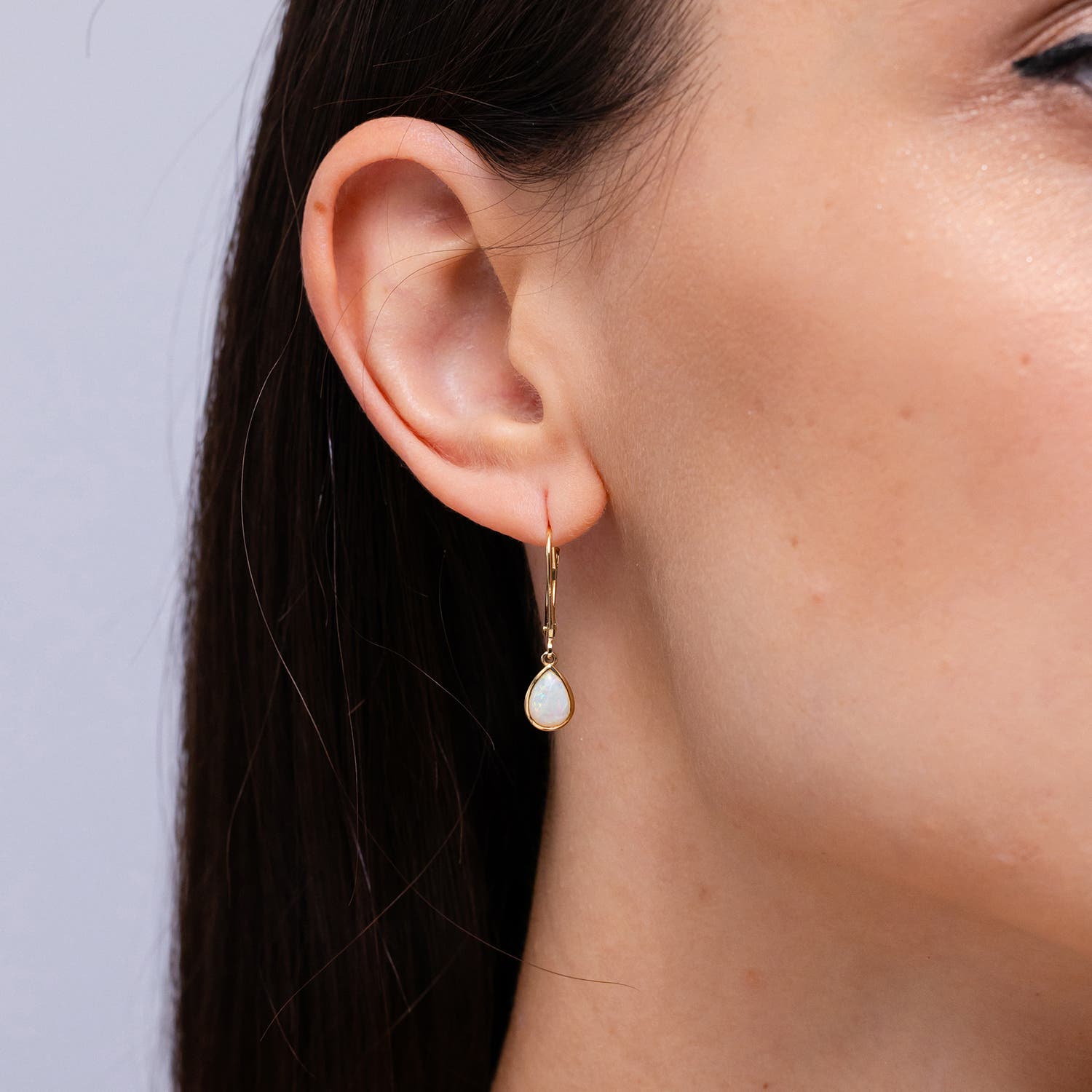 Pear-Shaped Opal Solitaire Drop Earrings