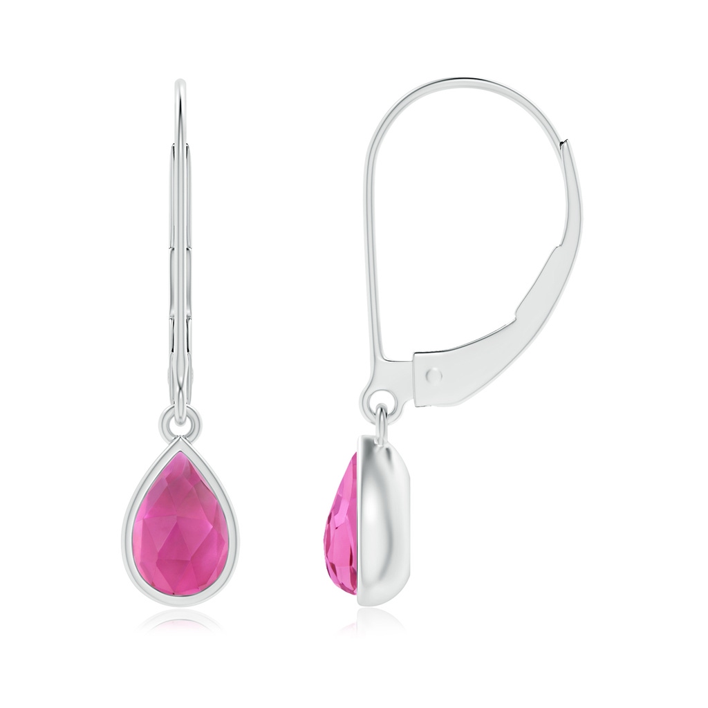 6x4mm AAA Pear-Shaped Pink Tourmaline Solitaire Drop Earrings in S999 Silver