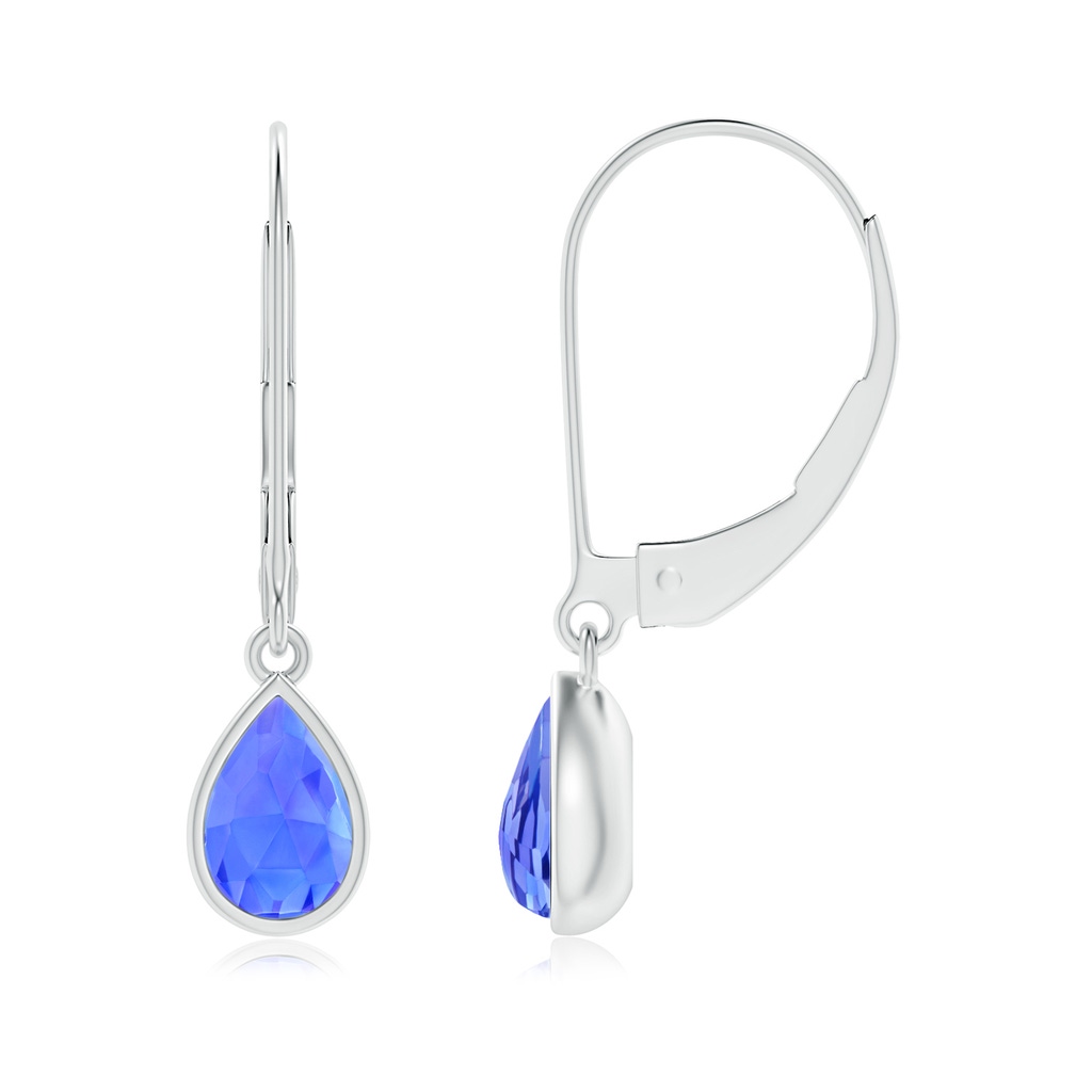 6x4mm AAA Pear-Shaped Tanzanite Solitaire Drop Earrings in White Gold